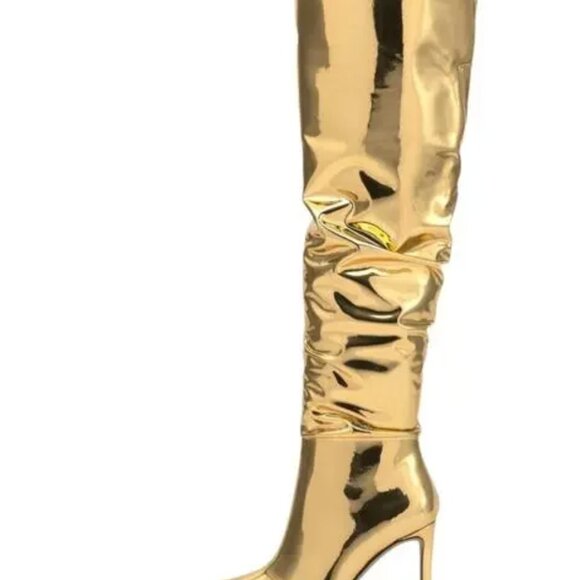 INC Women's Iyonna Over The Knee Slouch Boots Gold Sizes Available NWB - Picture 2 of 4